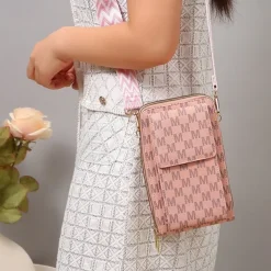 Women's Korean version of mobile phone bag with large capacity wide shoulder strap crossbody bag fashionable zipper sturdy zero wallet mobile phone bag