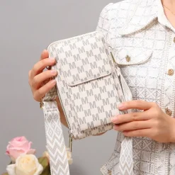 Women's Korean version of mobile phone bag with large capacity wide shoulder strap crossbody bag fashionable zipper sturdy zero wallet mobile phone bag