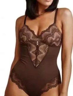 Women's Lace Mesh Shapewear Nightwear - Nylon Spandex Solid Colored Home Outfits