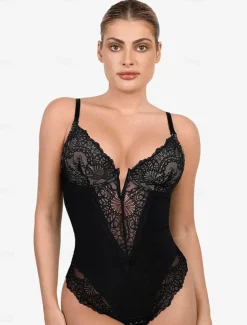 Women's Lace Shapewear Nightwear - Nylon Spandex Solid Colored Home Outfits