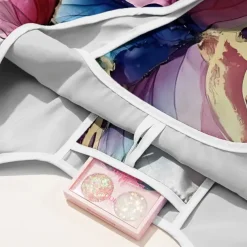 Women's Large Abstract Floral Print Tote Bag – Reusable Foldable Shopping Bag with Artistic Design for Everyday Use