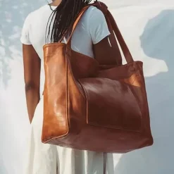 Women's Large Capacity Tote PU Leather Daily Holiday Large Capacity Waterproof Durable Solid Color Black White Yellow