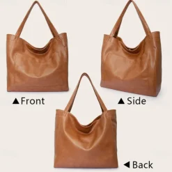 Women's Large Capacity Tote PU Leather Daily Holiday Large Capacity Waterproof Durable Solid Color Black White Yellow