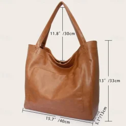 Women's Large Capacity Tote PU Leather Daily Holiday Large Capacity Waterproof Durable Solid Color Black White Yellow