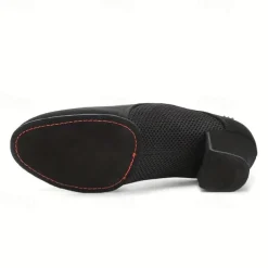 Women's Latin Dance Shoes Practice Trainning Dance Shoes Performance Training Heel Cuban Heel Pointed Toe Lace-up Adults' Black