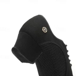 Women's Latin Dance Shoes Practice Trainning Dance Shoes Performance Training Heel Cuban Heel Pointed Toe Lace-up Adults' Black
