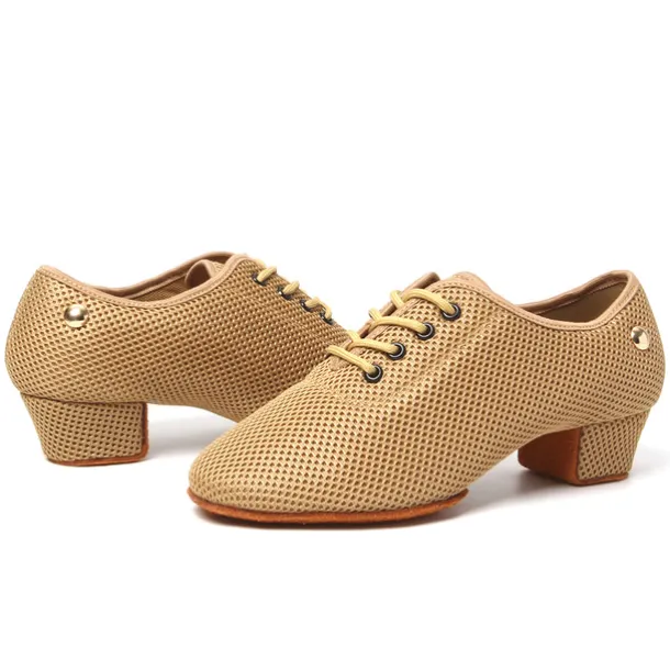 Women's Latin Shoes Practice Trainning Dance Shoes Training Performance Lace Up Sandals Strappy Sandals Oxford Two-Point Bottom Thick Heel Closed Toe Adults' Black Brown