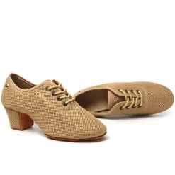 Women's Latin Shoes Practice Trainning Dance Shoes Training Performance Lace Up Sandals Strappy Sandals Oxford Two-Point Bottom Thick Heel Closed Toe Adults' Black Brown