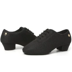 Women's Latin Shoes Practice Trainning Dance Shoes Training Performance Lace Up Sandals Strappy Sandals Oxford Two-Point Bottom Thick Heel Closed Toe Adults' Black Brown