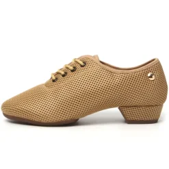 Women's Latin Shoes Practice Trainning Dance Shoes Training Performance Lace Up Sandals Strappy Sandals Oxford Two-Point Bottom Thick Heel Closed Toe Adults' Black Brown