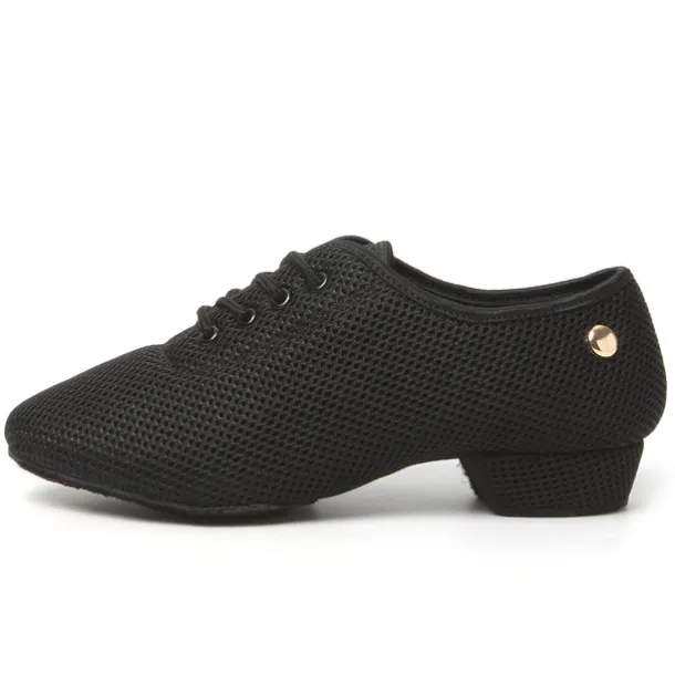 Women's Latin Shoes Practice Trainning Dance Shoes Training Performance Lace Up Sandals Strappy Sandals Oxford Two-Point Bottom Thick Heel Closed Toe Adults' Black Brown