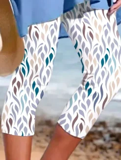 Women's Leggings Capri Pants High Elasticity Fashion Streetwear Calf-Length High Waist Graphic Polka Dot Gradient Printing Breathable Soft Outdoor Daily Baby blue Summer Spring Regular Fit