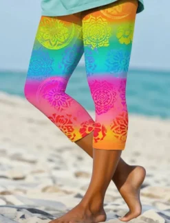 Women's Leggings Capri Pants High Elasticity Fashion Streetwear Full Length High Waist Graphic Printing Thermal Warm Breathable Soft Outdoor Daily Light Pink Fall Winter Regular Fit