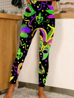 Women's Leggings Fashion Streetwear Ankle-Length High Waist Graphic Printing Thermal Warm Soft Breathable Micro-elastic Outdoor Daily Green Fall Winter Regular Fit