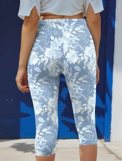 Women's Leggings Pants 3D Print High Elasticity Fashion Streetwear Full Length High Waist Floral Thermal Warm Breathable Soft Outdoor Daily Pink Blue Purple Green Fall Winter Regular Fit