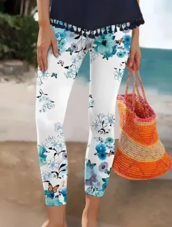 Women's Leggings Punk Vintage Fashion Ankle-Length High WaistPantsHalloween Graphic Halloween Printing Thermal Warm Soft Breathable Stretchy Vacation Casual Daily Black White Sky Blue Green Spring