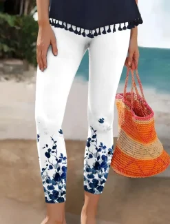 Women's Leggings Punk Vintage Fashion Ankle-Length High WaistPantsHalloween Graphic Halloween Printing Thermal Warm Soft Breathable Stretchy Vacation Casual Daily Black White Sky Blue Green Spring