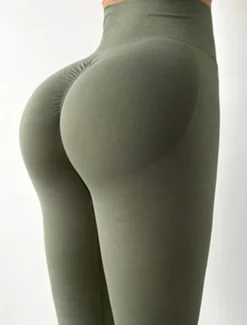 Women's Leggings Scrunch Butt Seamless Tummy Control Butt Lift Breathable High Waist Yoga Fitness Gym Workout Tights Solid Color Violet Black Yellow Fall Winter Sports Activewear Stretchy Skinny