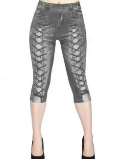 Women's Leggings Shorts 3D Print Chinos Vacation Vintage Ethnic Style Calf-Length High Waist High Cut Comfort Breathable Quick Dry Stretchy Outdoor Street Daily Black Blue Purple Gray Summer Slim Fit