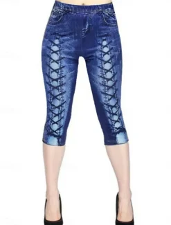 Women's Leggings Shorts 3D Print Chinos Vacation Vintage Ethnic Style Calf-Length High Waist High Cut Comfort Breathable Quick Dry Stretchy Outdoor Street Daily Black Blue Purple Gray Summer Slim Fit