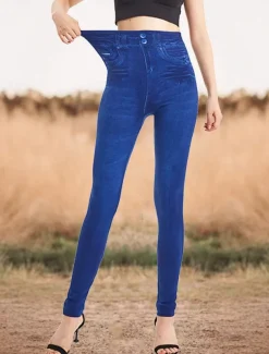 Women's Leggings Trousers 3D Print Chinos Vacation Casual Full Length High Waist Graphic Printing Comfy Soft Comfortable Stretchy Outdoor Street Blue Summer Slim Fit