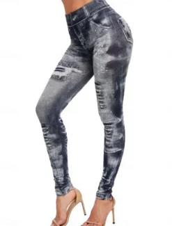 Women's Leggings Trousers 3D Print Vacation Vintage Ethnic Style Full Length High Waist Graphic High Cut Comfort Breathable Quick Dry Stretchy Outdoor Yoga Street Black Red Blue Fuchsia Summer Skinny