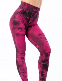 Women's Leggings Trousers 3D Print Vacation Vintage Ethnic Style Full Length High Waist Graphic High Cut Comfort Breathable Quick Dry Stretchy Outdoor Yoga Street Black Red Blue Fuchsia Summer Skinny