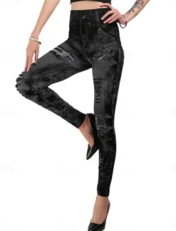 Women's Leggings Trousers 3D Print Vacation Vintage Ethnic Style Full Length High Waist Graphic High Cut Comfort Breathable Quick Dry Stretchy Outdoor Yoga Street Black Red Blue Fuchsia Summer Skinny