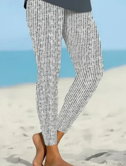 Women's Leggings Vacation Vintage Ethnic Style Ankle-Length High Waist Graphic Geometric 3D Print Quick Dry Breathability Soft Stretchy Outdoor Home Causal Black White Fall Regular Fit