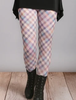 Women's Leggings Vacation Vintage Ethnic Style Ankle-Length High Waist Graphic Plaid Checkered 3D Print Quick Dry Breathability Soft Stretchy Outdoor Home Causal Pink Red Blue Green Fall Slim Fit