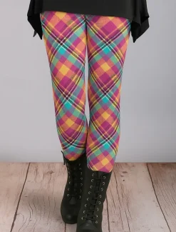 Women's Leggings Vacation Vintage Ethnic Style Ankle-Length High Waist Graphic Plaid Checkered 3D Print Quick Dry Breathability Soft Stretchy Outdoor Home Causal Pink Red Blue Green Fall Slim Fit