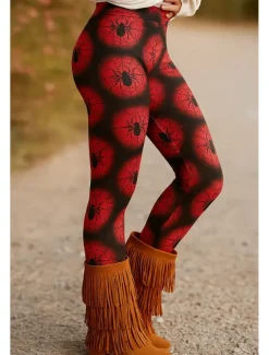 Women's Leggings Vacation Vintage Ethnic Style Ankle-Length High WaistPantsHalloween Graphic Animal 3D Print Quick Dry Breathability Soft Stretchy Outdoor Home Causal Black Red Green Fall Regular Fit