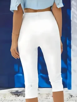 Women's Leggings Vacation Fashion Streetwear Calf-Length High Waist Solid Color Printing Thermal Warm Breathable Soft Stretchy Outdoor Vacation Street Robin's Egg Blue Black White Fuchsia Summer