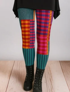 Women's Leggings Vacation Vintage Ethnic Style Ankle-Length High Waist Graphic Plaid Checkered Abstract 3D Print Quick Dry Breathability Soft Stretchy Outdoor Home Causal Yellow Red Gray Fall Regular