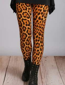 Women's Leggings Vacation Vintage Ethnic Style Ankle-Length High Waist Graphic Animal Leopard High Elasticity Home Causal Casual Yellow Brown Khaki Fall Spring, Fall, Winter, Summer
