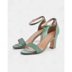 Women's Light Blue Ankle Strap High Heel Sandals - Open Toe Block Heels for Cocktail Parties and Evening Occasions