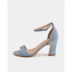 Women's Light Blue Ankle Strap High Heel Sandals - Open Toe Block Heels for Cocktail Parties and Evening Occasions