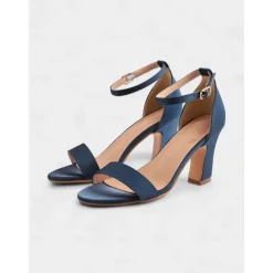 Women's Light Blue Ankle Strap High Heel Sandals - Open Toe Block Heels for Cocktail Parties and Evening Occasions