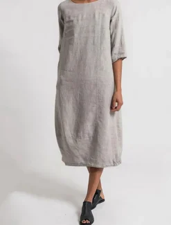 Women's Light Blue Black Yellow Summer Spring Midi Dress Linen-Inspired Dresses Casual Dress Basic Modern Daily Weekend Regular Fit Plain Crew Neck