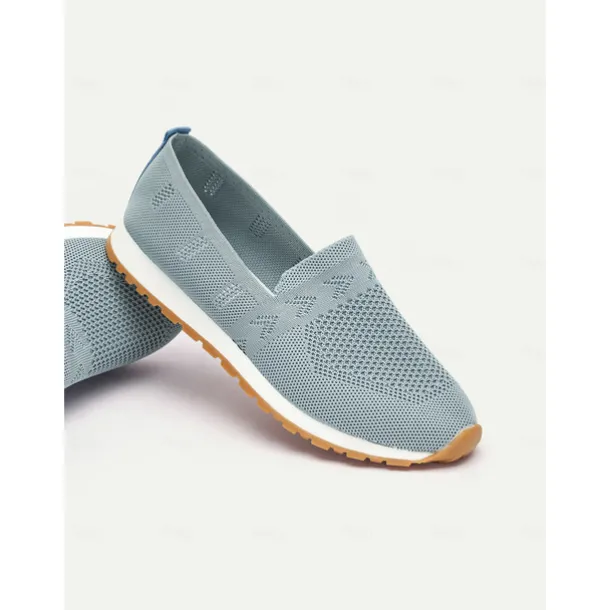 Women's Light Blue Knit Slip-On Sneakers with Breathable Design for Walking and Casual Wear