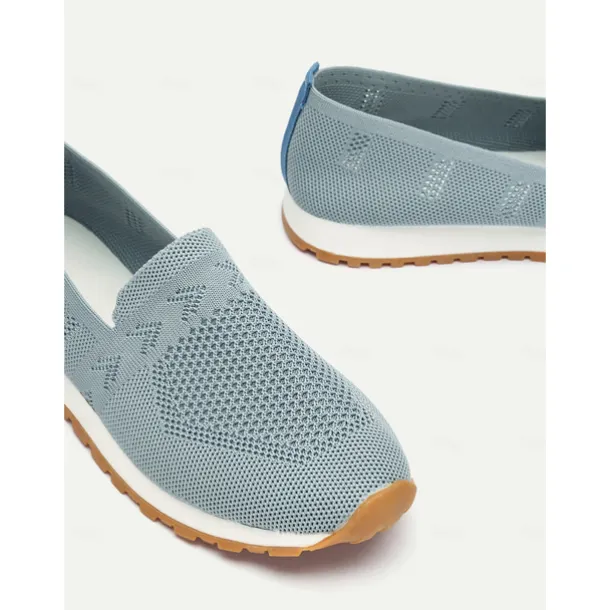 Women's Light Blue Knit Slip-On Sneakers with Breathable Design for Walking and Casual Wear