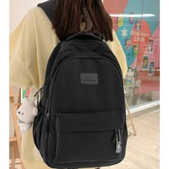 Women's Light Green School Backpack with Cute Plush Bear Keychain, Large Capacity Multi-Pocket Waterproof Bookbag for Teen Girls, College, and Daily Use