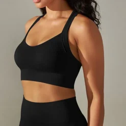 Women's Light Support Sports Bra Running Bra Open Back Cross Back Bra Top Padded Fitness Leisure Sports Running Breathable Lightweight Soft Black White Dark Gray Solid Colored