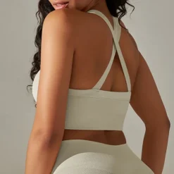 Women's Light Support Sports Bra Running Bra Open Back Cross Back Bra Top Padded Fitness Leisure Sports Running Breathable Lightweight Soft Black White Dark Gray Solid Colored