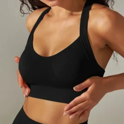 Women's Light Support Sports Bra Running Bra Open Back Cross Back Bra Top Padded Fitness Leisure Sports Running Breathable Lightweight Soft Black White Dark Gray Solid Colored