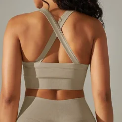 Women's Light Support Sports Bra Running Bra Open Back Cross Back Bra Top Padded Fitness Leisure Sports Running Breathable Lightweight Soft Black White Dark Gray Solid Colored