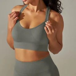 Women's Light Support Sports Bra Running Bra Open Back Cross Back Bra Top Padded Fitness Leisure Sports Running Breathable Lightweight Soft Black White Dark Gray Solid Colored