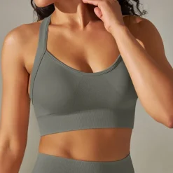 Women's Light Support Sports Bra Running Bra Open Back Cross Back Bra Top Padded Fitness Leisure Sports Running Breathable Lightweight Soft Black White Dark Gray Solid Colored