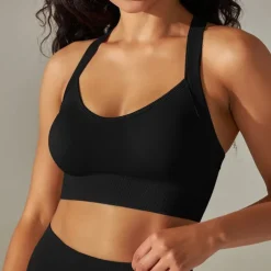 Women's Light Support Sports Bra Running Bra Open Back Cross Back Bra Top Padded Fitness Leisure Sports Running Breathable Lightweight Soft Black White Dark Gray Solid Colored