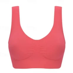 Women's Light Support Sports Bra Running Bra Open Back Bra Top No Padded Fitness Leisure Sports Running Breathable Soft Watermelon Red Black White Solid Colored